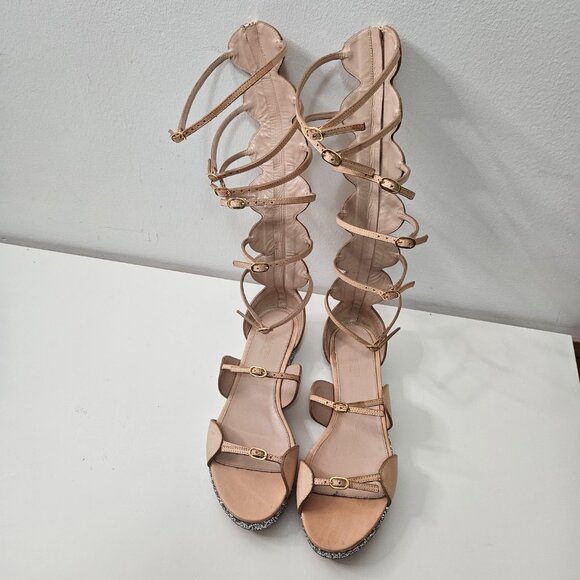 Giambattista Valli Gladiator Glitter Platorm Sandals Sz 39 EUR / 8 US Runway - Picture 9 of 10